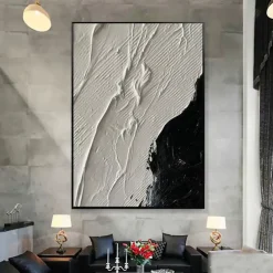 Large handmade Abstract texture oil painting hand painted Wall Art Texture oil painting Wall Art Black and White Abstract Lady Painting Modern Wall Art black white painting Wall Art