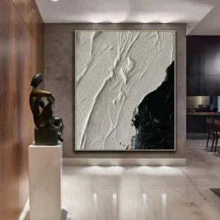 Large handmade Abstract texture oil painting hand painted Wall Art Texture oil painting Wall Art Black and White Abstract Lady Painting Modern Wall Art black white painting Wall Art