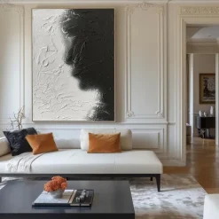 Large handmade Abstract texture oil painting hand painted Wall Art Texture oil painting Wall Art Black and White Abstract Lady Painting Modern Wall Art black white painting Wall Art