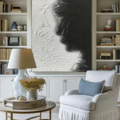Large handmade Abstract texture oil painting hand painted Wall Art Texture oil painting Wall Art Black and White Abstract Lady Painting Modern Wall Art black white painting Wall Art