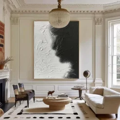 Large handmade Abstract texture oil painting hand painted Wall Art Texture oil painting Wall Art Black and White Abstract Lady Painting Modern Wall Art black white painting Wall Art