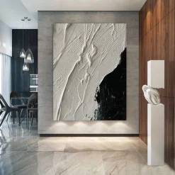 Large handmade Abstract texture oil painting hand painted Wall Art Texture oil painting Wall Art Black and White Abstract Lady Painting Modern Wall Art black white painting Wall Art