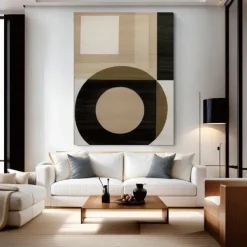 Large handmade Wall Art painting Wabi-Sabi Wall Art Brown Modern Abstract Painting On Canvas Minimalist Art Black and Beige Art Living Room Decor