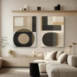 Large handmade Wall Art painting Wabi-Sabi Wall Art Brown Modern Abstract Painting On Canvas Minimalist Art Black and Beige Art Living Room Decor