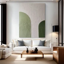 Large Handpainted Abstract 3DOil painting on Canvas handmade Minimalist Wall Art Modern Textured Green Painting Oversized Canvas Art Room Decoration
