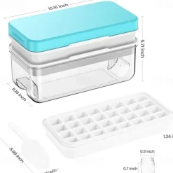 Large Ice Cube Tray with Lid and Bin Ice Trays for Freezer 2 INCH Whiskey Ice Cubes Mold 1*8 pcs Square Ice Cube Mold with Tong Easy to Release Large Ice Tray for Whiskey Cocktail Bourbon