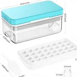 Large Ice Cube Tray with Lid and Bin Ice Trays for Freezer 2 INCH Whiskey Ice Cubes Mold 1*8 pcs Square Ice Cube Mold with Tong Easy to Release Large Ice Tray for Whiskey Cocktail Bourbon