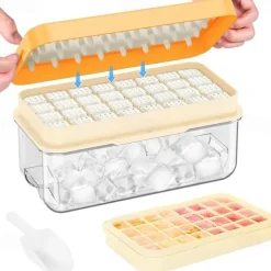 Large Ice Cube Tray with Lid and Bin Ice Trays for Freezer 2 INCH Whiskey Ice Cubes Mold 1*8 pcs Square Ice Cube Mold with Tong Easy to Release Large Ice Tray for Whiskey Cocktail Bourbon