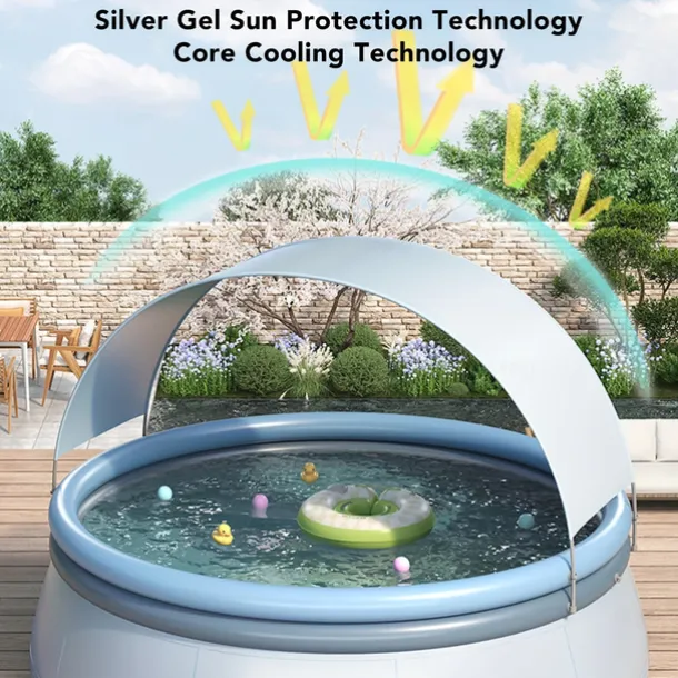 Large Inflatable Swimming Pool with Sunshade & Rain Shelter - Durable PVC Outdoor Luxury Water Park for Backyard, Garden, Summer Parties - Multiple Sizes (1-9 People) - No Pump Included, Luxury Pool D