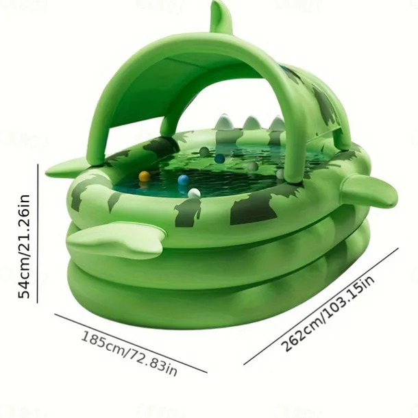 Large Inflatable Swimming Pool Shark-Themed Durable PVC Material Perfect for Family Outdoor Water Parties