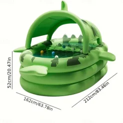 Large Inflatable Swimming Pool Shark-Themed Durable PVC Material Perfect for Family Outdoor Water Parties