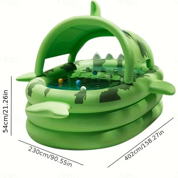 Large Inflatable Swimming Pool Shark-Themed Durable PVC Material Perfect for Family Outdoor Water Parties