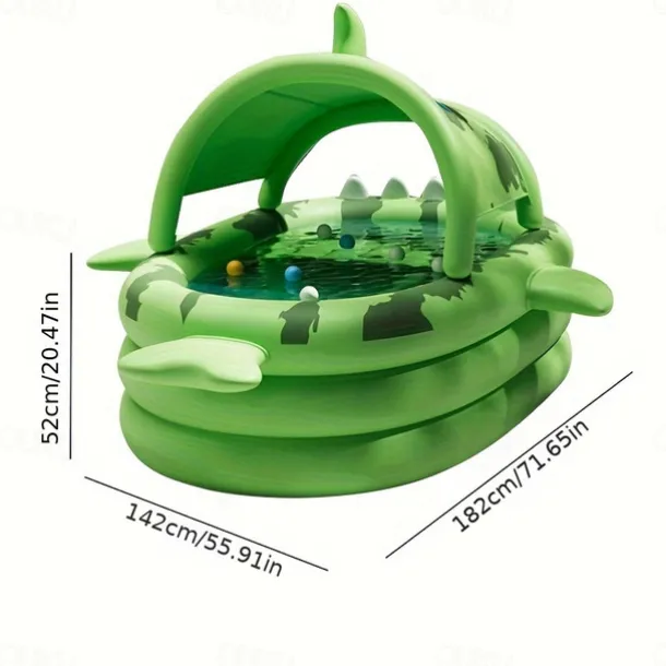 Large Inflatable Swimming Pool Shark-Themed Durable PVC Material Perfect for Family Outdoor Water Parties