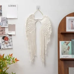 Large Macrame Angel Wings Wall Hanging Boho Chic Style Wall Decor Crochet Cotton Bedroom Backdrop Home Decor