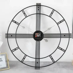 Large Metal Wall Clock Silent Retro Wall Clock Large Roman Numerals Used for Living Room Kitchen Fireplace Bedroom Decoration 50 cm
