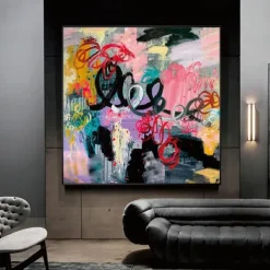 Large Modern Abstract Colorful Paintings On Canvas handmade Acrylic Painting Modern Fine Art hand painted Wall Expressionist Fireplace Oil Painting Vibrant Art oil painting