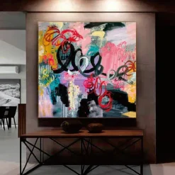 Large Modern Abstract Colorful Paintings On Canvas handmade Acrylic Painting Modern Fine Art hand painted Wall Expressionist Fireplace Oil Painting Vibrant Art oil painting