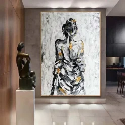 Large Nude Girl Painting handmade Figurative Painting Artwork Large Abstract Girl Painting Hand Painted Impressionism nude girl Painting Fine Art women painting for home decoration best gift