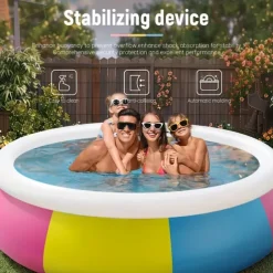 Large Round Pool, Available in Multiple Sizes, Foldable, Lightweight And Easy to Install, Portable And Storage-Friendly, Durable PVC Mesh Material with Quick-Drain Valve Design, Equipped with Multiple