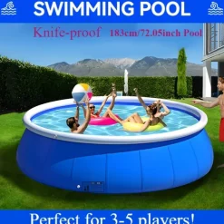 Large Round Pool, Available in Multiple Sizes, Foldable, Lightweight And Easy to Install, Portable And Storage-Friendly, Durable PVC Mesh Material with Quick-Drain Valve Design, Equipped with Multiple