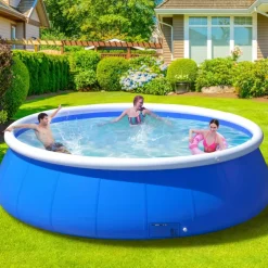 Large Round Pool, Available in Multiple Sizes, Foldable, Lightweight And Easy to Install, Portable And Storage-Friendly, Durable PVC Mesh Material with Quick-Drain Valve Design, Equipped with Multiple