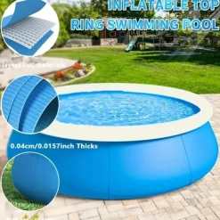 Large Round Pool, Available in Multiple Sizes, Foldable, Lightweight And Easy to Install, Portable And Storage-Friendly, Durable PVC Mesh Material with Quick-Drain Valve Design, Equipped with Multiple