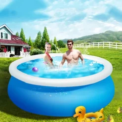 Large Round Pool, Available in Multiple Sizes, Foldable, Lightweight And Easy to Install, Portable And Storage-Friendly, Durable PVC Mesh Material with Quick-Drain Valve Design, Equipped with Multiple