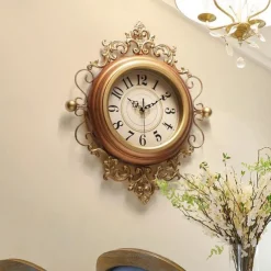 Large Vintage Wall Clock Silent Non Ticking Battery Operated Quartz Wall Clock Metal Wall Clocks Retro Wall Clock Court Style