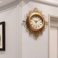 Large Vintage Wall Clock Silent Non Ticking Battery Operated Quartz Wall Clock Metal Wall Clocks Retro Wall Clock Court Style