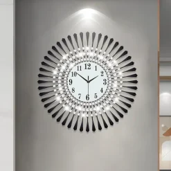 Large Wall Clock Metal Decorative Silent Non-Ticking Big Clocks Modern Home Decorations for Living Room Bedroom Dining Room Office