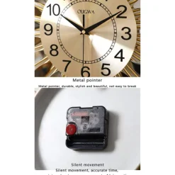 Large Wall Clock Metal Decorative 58cm Tarburst Wall Clock, Modern Silent Wall Clock, Mid-Century Instruments Satellite Metal Wall Clock, Large Starburst Decoration for Home, Kitchen