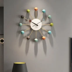 Large Wall Clock Metal Decorative Silent Non-Ticking Big Clocks Modern Home Decorations for Living RoomBedroomDining Room Office