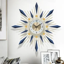 Large Wall Clock Metal Decorative Mid Century Silent Non-Ticking Big Clocks Modern Home Decorations for Living RoomBedroomDining Room Office