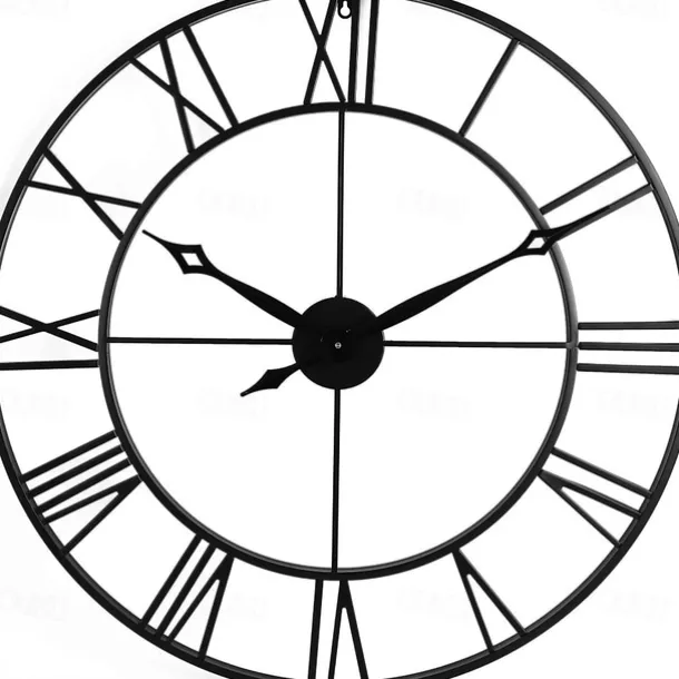 Large Wall Clocks for Home Decor Silent Non Ticking Decorative Metal Wall Clock Round Rustic Clock Battery Operated with Roman Numerals Clock for Living Room Kitchen Bedroom Office 40 50 60 70 cm