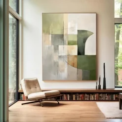 Large white green and Grey painting handmade 3D textured abstract painting hand-painted modern oil painting modern wall art decoration art paintings
