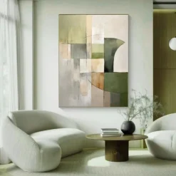 Large white green and Grey painting handmade 3D textured abstract painting hand-painted modern oil painting modern wall art decoration art paintings