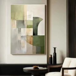 Large white green and Grey painting handmade 3D textured abstract painting hand-painted modern oil painting modern wall art decoration art paintings