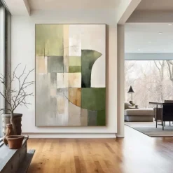 Large white green and Grey painting handmade 3D textured abstract painting hand-painted modern oil painting modern wall art decoration art paintings