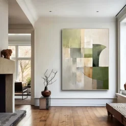 Large white green and Grey painting handmade 3D textured abstract painting hand-painted modern oil painting modern wall art decoration art paintings