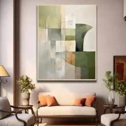 Large white green and Grey painting handmade 3D textured abstract painting hand-painted modern oil painting modern wall art decoration art paintings