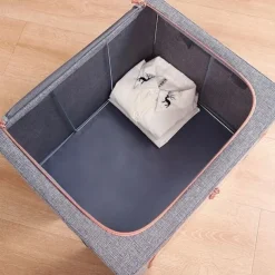 Large Window Quilt Storage Box, Clothes Storage Box, Cotton Linen Finishing Box, Folding Steel Frame Storage Box, Thickened Closet Storage Box