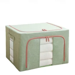 Large Window Quilt Storage Box, Clothes Storage Box, Cotton Linen Finishing Box, Folding Steel Frame Storage Box, Thickened Closet Storage Box