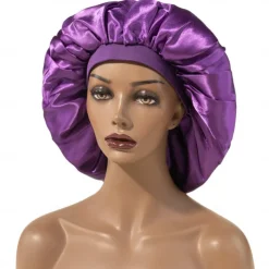 Large Women Silk Satin-Bonnet Extra Soft Elastic Band Sleeping Caps for Curly Dreadlock Braid Hair