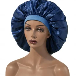 Large Women Silk Satin-Bonnet Extra Soft Elastic Band Sleeping Caps for Curly Dreadlock Braid Hair