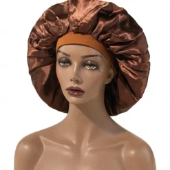Large Women Silk Satin-Bonnet Extra Soft Elastic Band Sleeping Caps for Curly Dreadlock Braid Hair