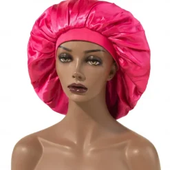 Large Women Silk Satin-Bonnet Extra Soft Elastic Band Sleeping Caps for Curly Dreadlock Braid Hair