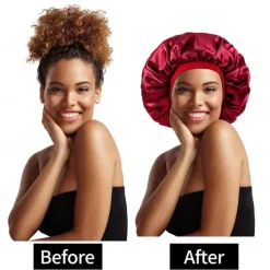 Large Women Silk Satin-Bonnet Extra Soft Elastic Band Sleeping Caps for Curly Dreadlock Braid Hair