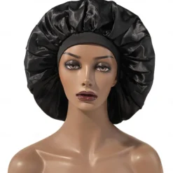 Large Women Silk Satin-Bonnet Extra Soft Elastic Band Sleeping Caps for Curly Dreadlock Braid Hair