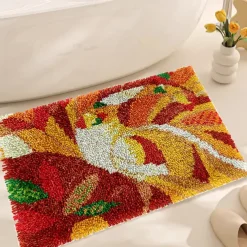 Latch Hook Kit DIY Bathroom Rug Craft Kit Crochet Yarn Pillow Kit for Beginners Handcraft Printed Mats Embroidery Set for Adults Mother's Day Gifts