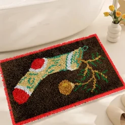 Latch Hook Kit DIY Bathroom Rug Craft Kit Crochet Yarn Pillow Kit for Beginners Handcraft Printed Mats Embroidery Set for Adults Mother's Day Gifts